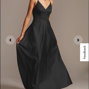 Brand new black satin bride maids dress with pockets! Size 12